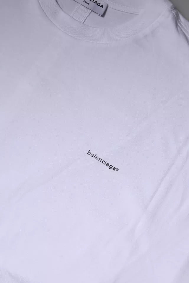 Balenciaga White Logo Cotton Crew Neck Short Sleeves T-shirt