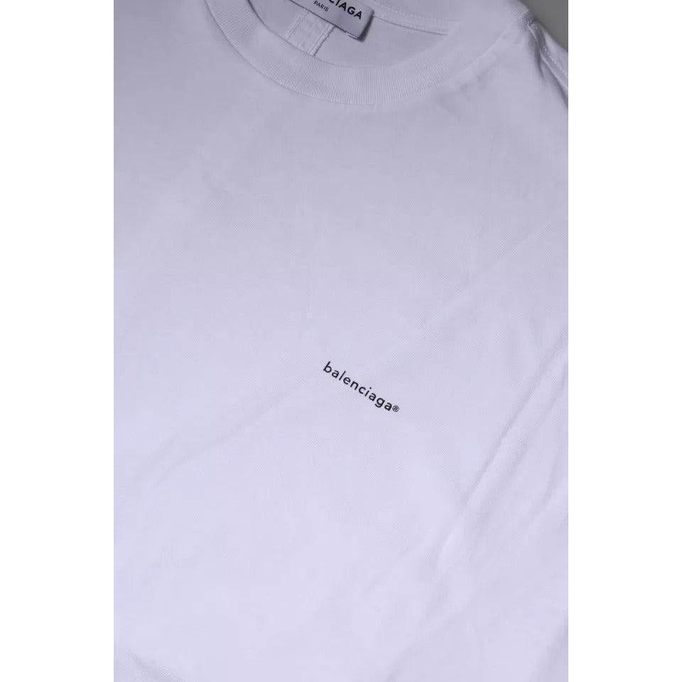 Balenciaga White Logo Cotton Crew Neck Short Sleeves T-shirt