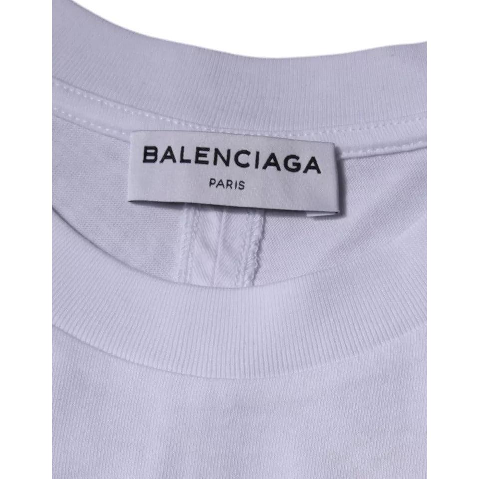 Balenciaga White Logo Cotton Jersey Crew Neck Short Sleeves T-shirt