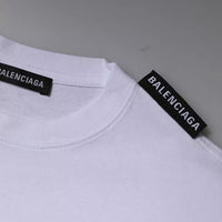 Balenciaga White Logo Cotton Jersey Crew Neck Short Sleeves T-shirt