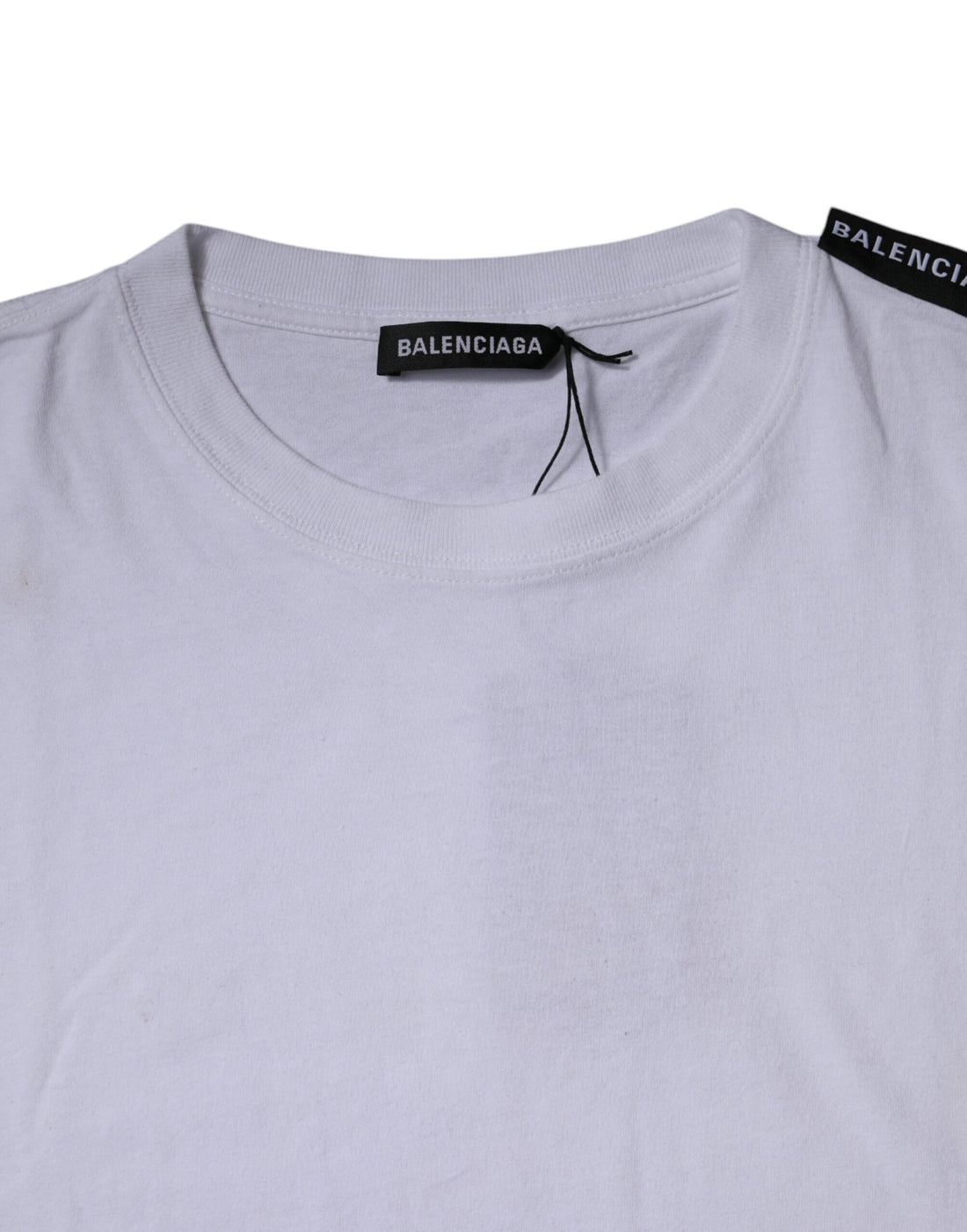 Balenciaga White Logo Cotton Jersey Crew Neck Short Sleeves T-shirt