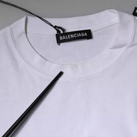 Balenciaga White Logo Cotton Jersey Crew Neck Short Sleeves T-shirt