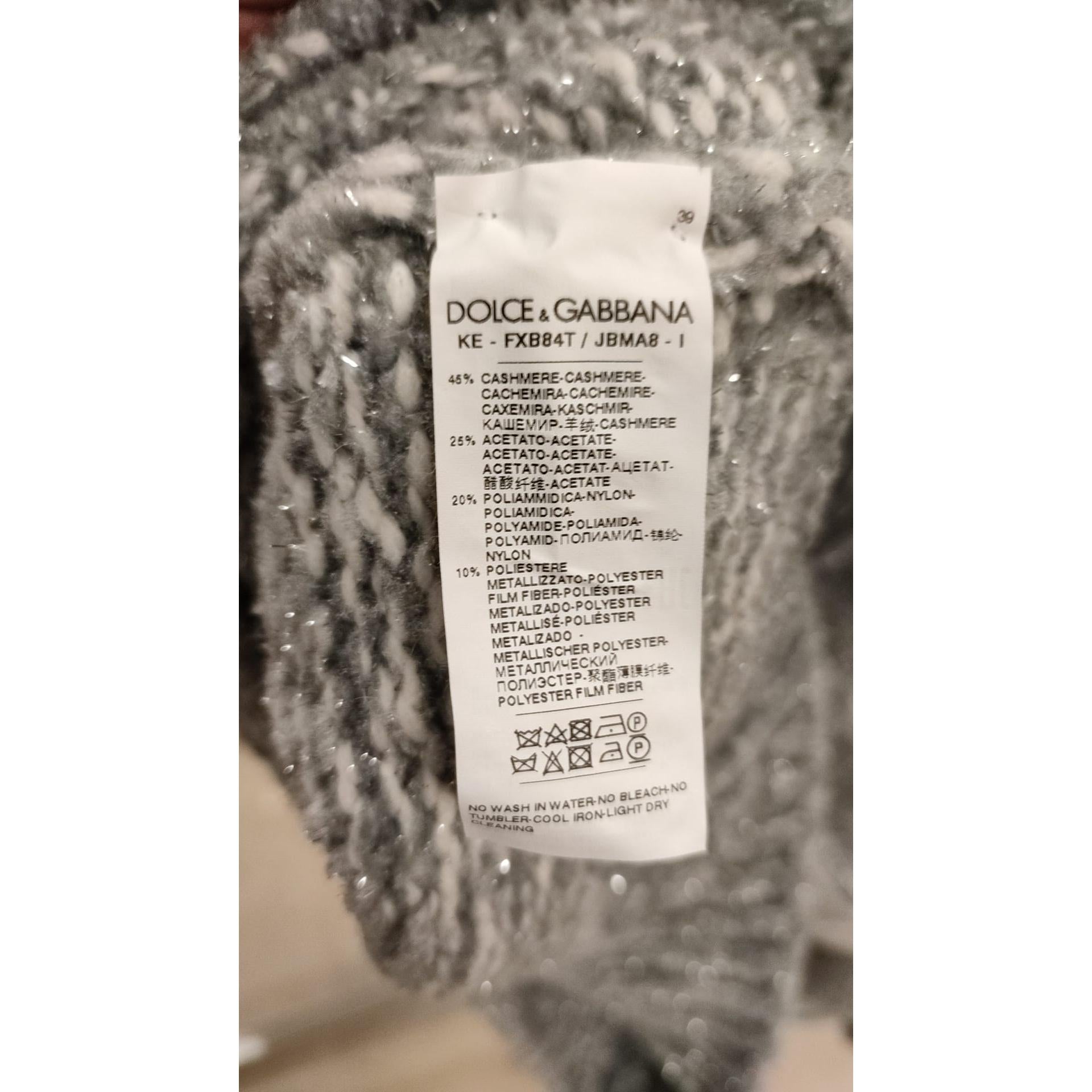 Dolce &amp; Gabbana Elegant Gray Cashmere Blend Turtleneck Pullover