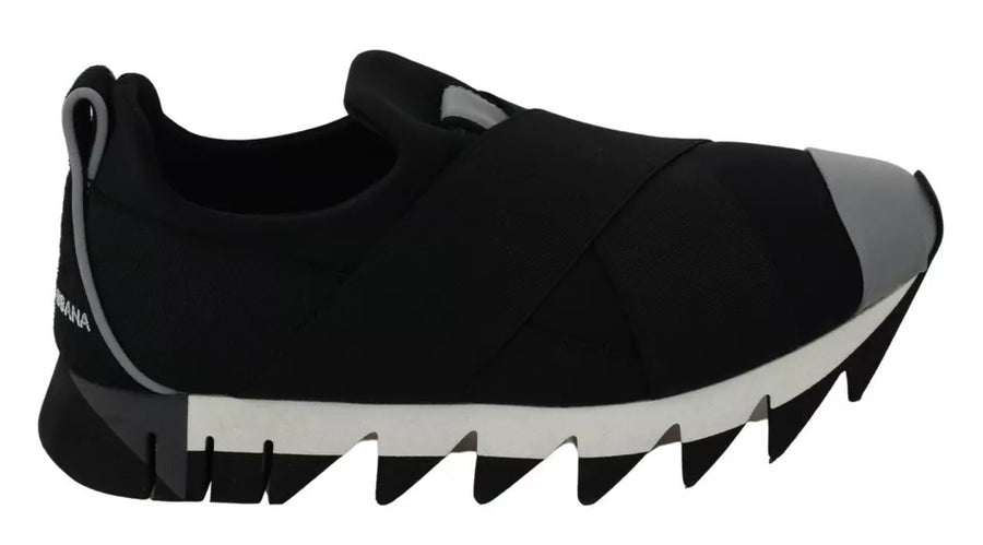 Dolce & Gabbana Black Shark Neoprene Stretch Sneakers Shoes