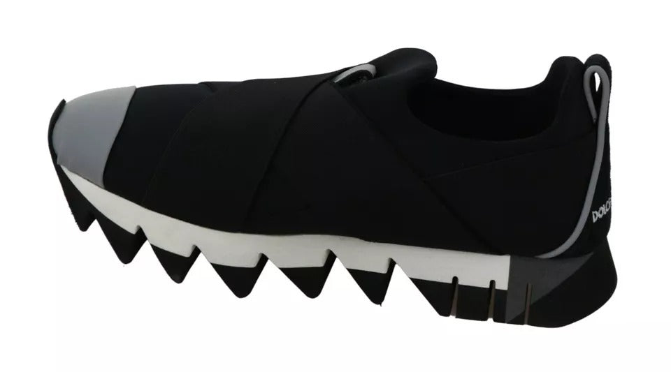 Dolce & Gabbana Black Shark Neoprene Stretch Sneakers Shoes