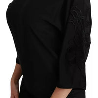 Dolce & Gabbana Black Floral Embroidered Blouse Silk Top