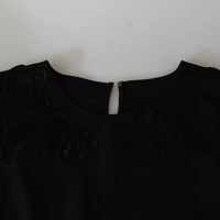 Dolce & Gabbana Black Floral Embroidered Blouse Silk Top