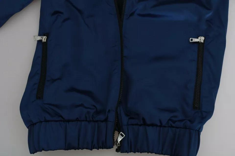 Dolce &amp; Gabbana Blue Zipper Hooded DG Sport Sweater