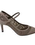 Dolce & Gabbana Beige Floral Lace Mary Janes Pumps Shoes