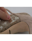 Dolce & Gabbana Beige Floral Lace Mary Janes Pumps Shoes