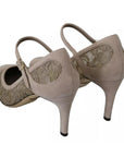 Dolce & Gabbana Beige Floral Lace Mary Janes Pumps Shoes