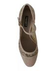 Dolce & Gabbana Beige Floral Lace Mary Janes Pumps Shoes