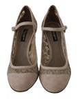 Dolce & Gabbana Beige Floral Lace Mary Janes Pumps Shoes