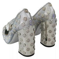 Dolce & Gabbana Silver Crystal Studs Heels Mary Janes Pumps Shoes