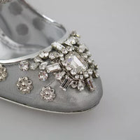 Dolce & Gabbana Silver Crystal Studs Heels Mary Janes Pumps Shoes