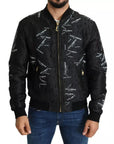 Dolce & Gabbana Black Logo Patch Brocade Bomber Full Zip Jacket