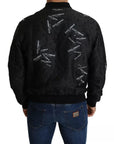 Dolce & Gabbana Black Logo Patch Brocade Bomber Full Zip Jacket