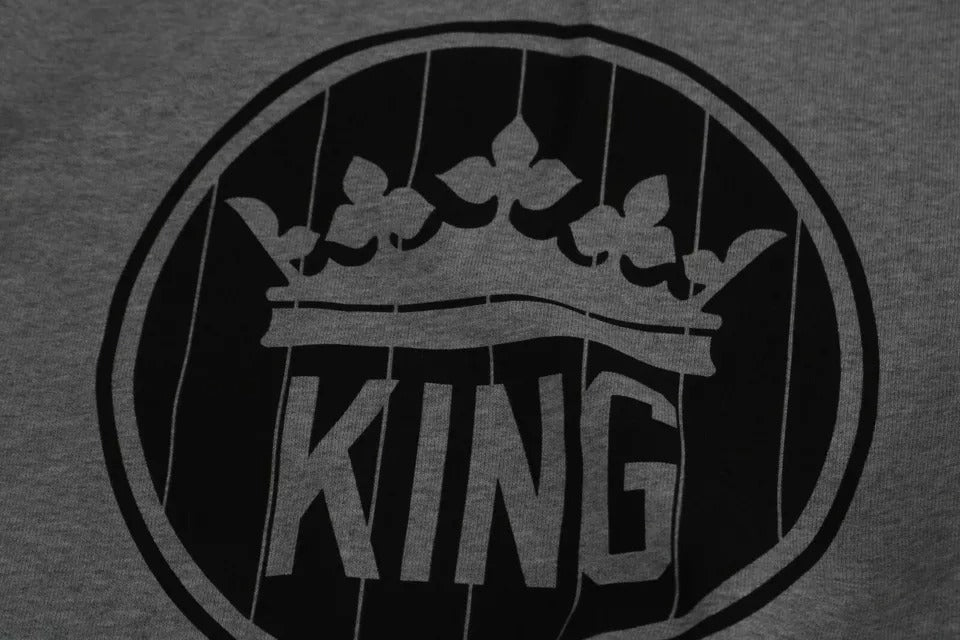 Dolce &amp; Gabbana Gray Crown King Print Cotton Pullover Sweater