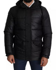 Dolce & Gabbana Black Hooded Polyester Men Coat Puffer Jacket