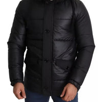 Dolce & Gabbana Black Hooded Polyester Men Coat Puffer Jacket