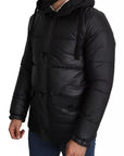 Dolce & Gabbana Black Hooded Polyester Men Coat Puffer Jacket