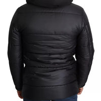 Dolce & Gabbana Black Hooded Polyester Men Coat Puffer Jacket