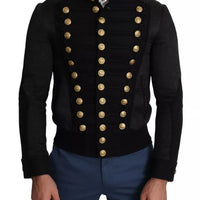 Dolce & Gabbana Black Button Embellished Military Jacket