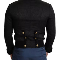 Dolce & Gabbana Black Button Embellished Military Jacket