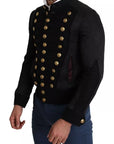 Dolce & Gabbana Black Button Embellished Military Jacket