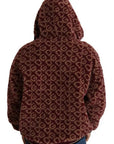 Dolce & Gabbana Red Beige Wool Oversize Hooded Pullover Sweater