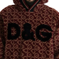 Dolce & Gabbana Red Beige Wool Oversize Hooded Pullover Sweater