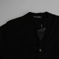 Dolce & Gabbana Black Wool Button Down Men Cardigan Sweater