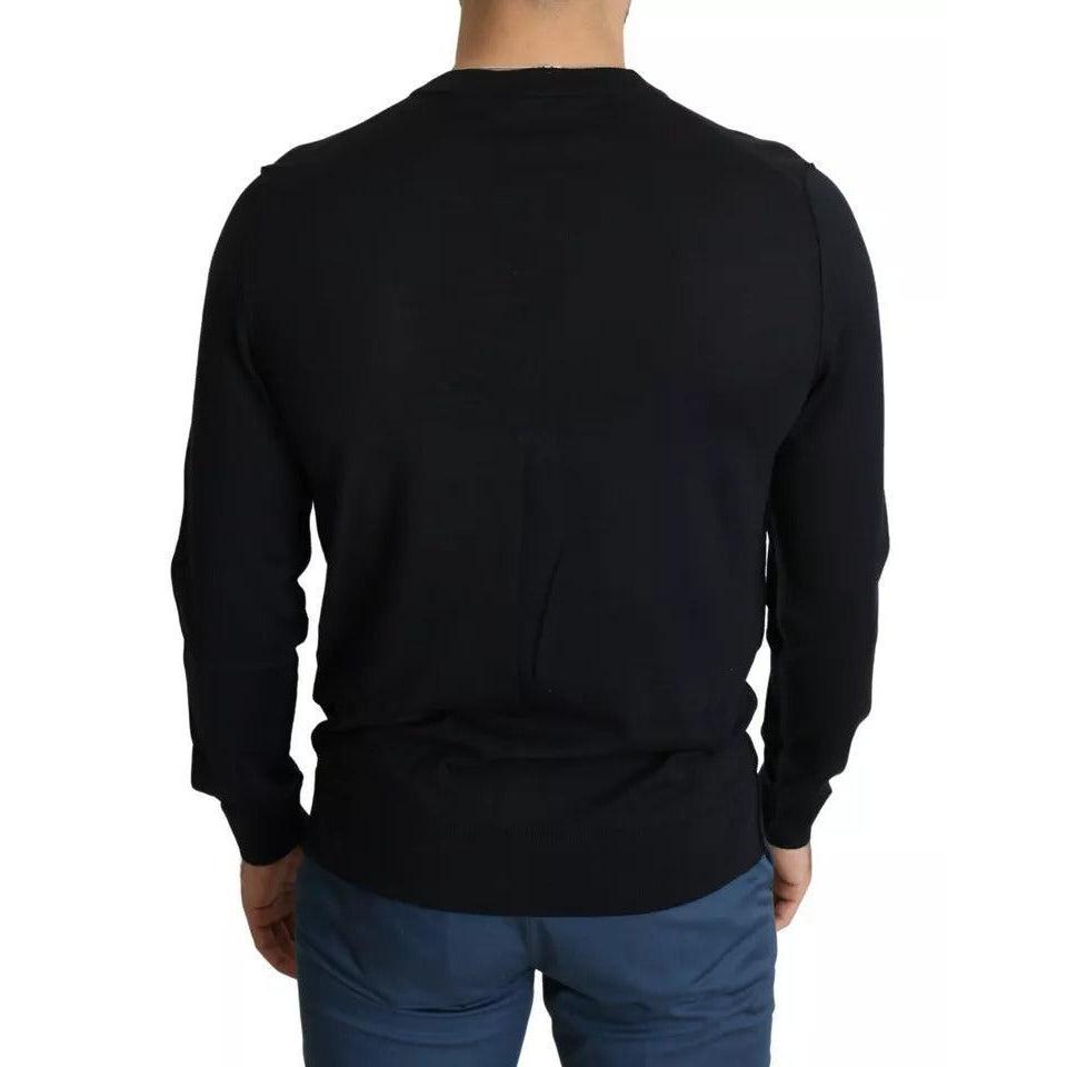 Dolce &amp; Gabbana Black Wool Button Down Men Cardigan Sweater