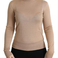 Dolce & Gabbana Beige Cashmere Silk Turtleneck Pullover Sweater