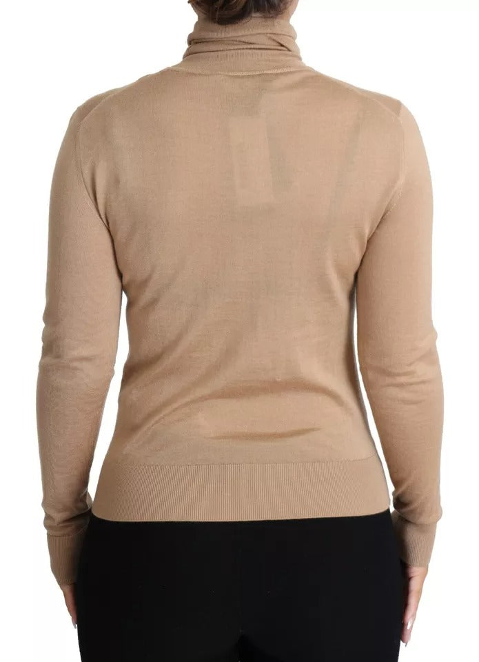 Dolce & Gabbana Beige Cashmere Silk Turtleneck Pullover Sweater