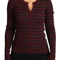 Dolce & Gabbana Black Red Striped Womens Cardigan Sweater