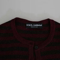 Dolce & Gabbana Black Red Striped Womens Cardigan Sweater