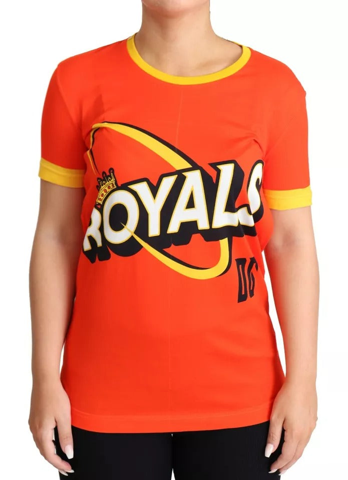 Dolce & Gabbana Orange Royals Print Round Neck T-shirt