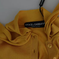 Dolce & Gabbana Yellow Silk Knit Pullover Ascot Collar Top