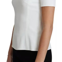 Dolce & Gabbana White Viscose Stretch Short Sleeves Blouse Top