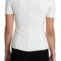 Dolce & Gabbana White Viscose Stretch Short Sleeves Blouse Top