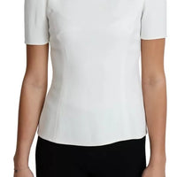 Dolce & Gabbana White Viscose Stretch Short Sleeves Blouse Top