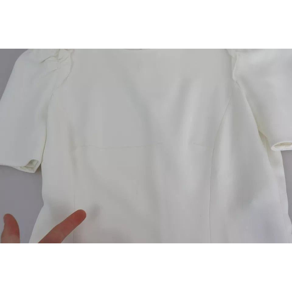Dolce &amp; Gabbana White Viscose Stretch Short Sleeves Blouse Top