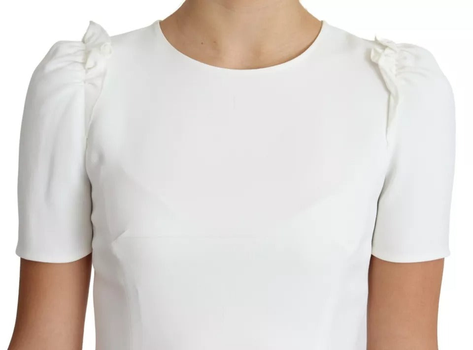 Dolce & Gabbana White Viscose Stretch Short Sleeves Blouse Top