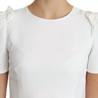 Dolce & Gabbana White Viscose Stretch Short Sleeves Blouse Top