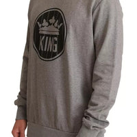 Dolce & Gabbana Gray Crown King Cotton Pullover Sweater