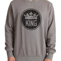 Dolce & Gabbana Gray Crown King Cotton Pullover Sweater