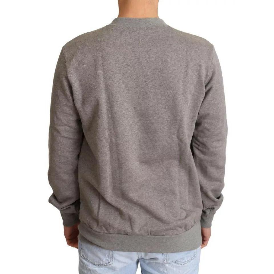 Dolce &amp; Gabbana Gray Crown King Cotton Pullover Sweater