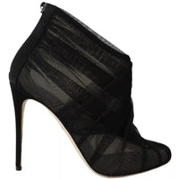 Dolce & Gabbana Black Tulle Ankle Boots Stiletto Heels Shoes