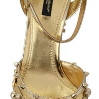 Dolce & Gabbana Gold Studs Vally Slingback Sandals Shoes